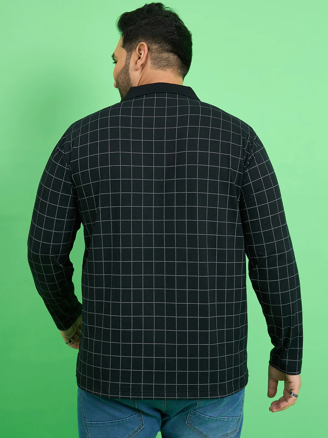 Men Plus Size Fizz Check Polo Tshirt - bigbanana