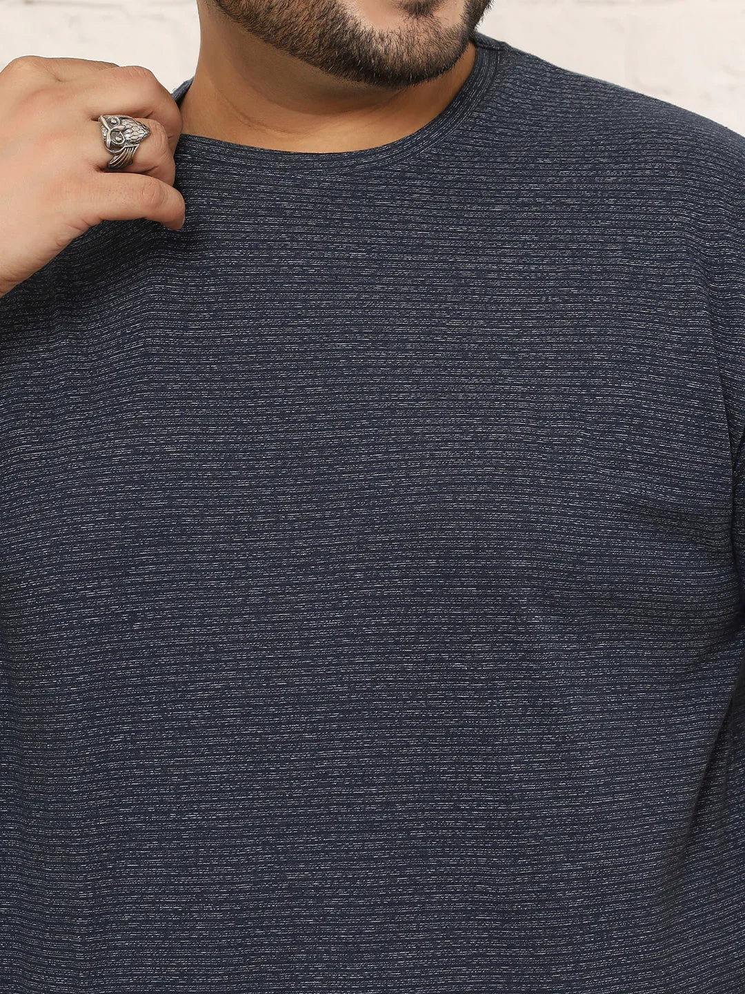 Men Plus Size Flayra Striped Multicolored Round Neck Tshirt - bigbanana