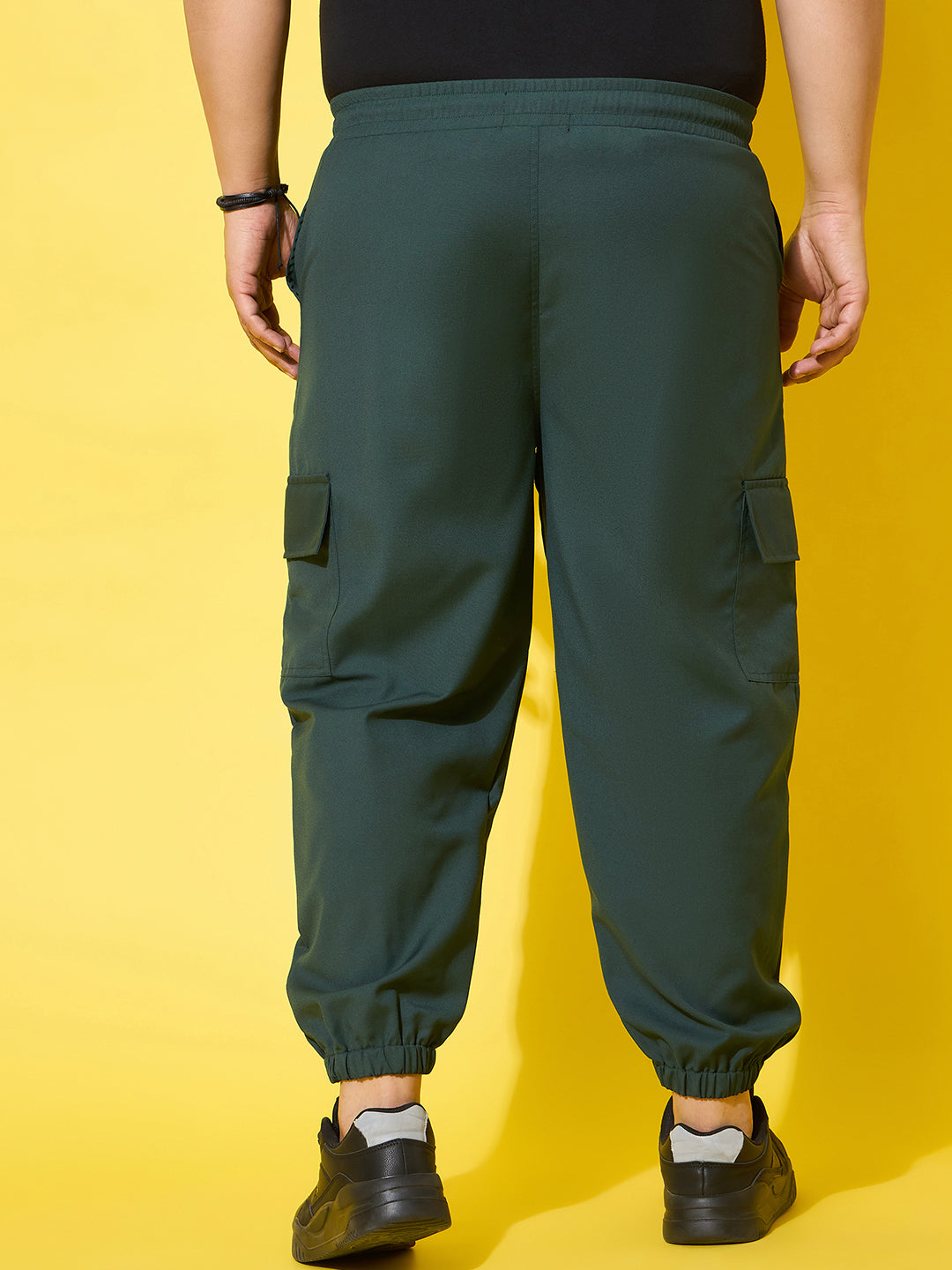 Men Plus Size Flex-Green Solid Trouser