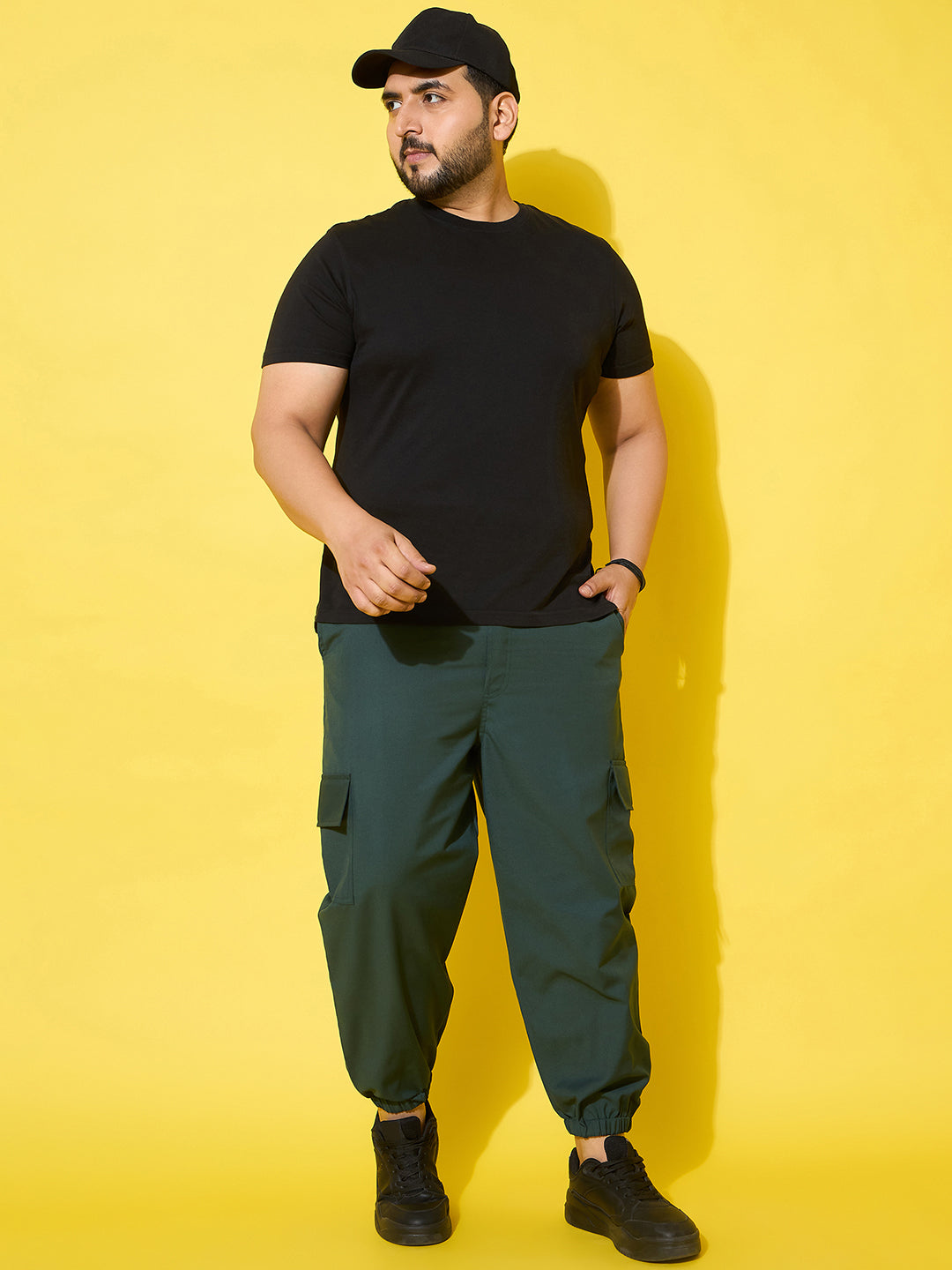 Men Plus Size Flex-Green Solid Trouser