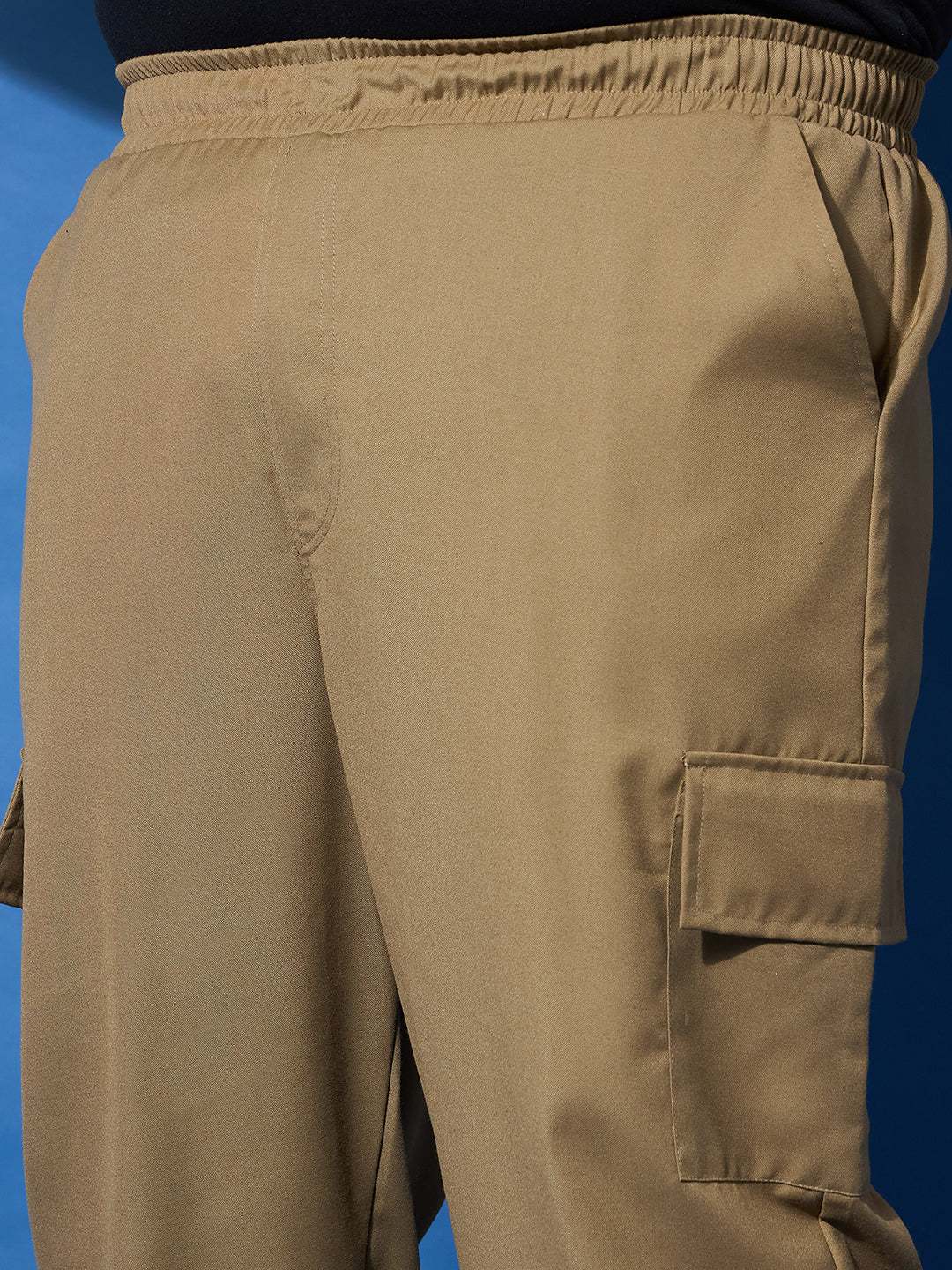 Men Plus Size Flex-Khakhi Solid Trouser