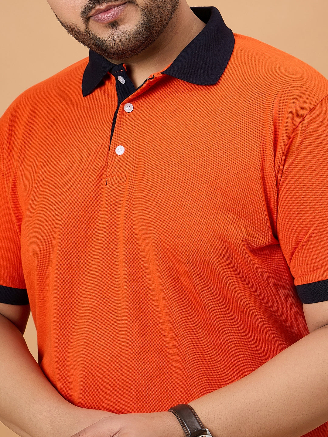 Men Plus Size Flexon Colorblock Polo Tshirt - bigbanana