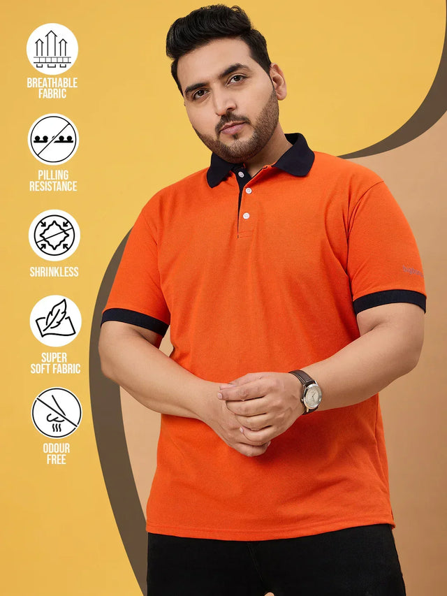 Men Plus Size Flexon Colorblock Polo Tshirt