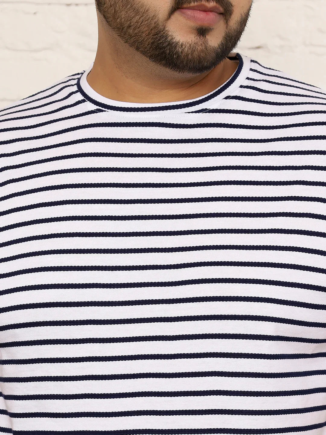 Men Plus Size Flexura Striped Multicolored Round Neck Tshirt - bigbanana