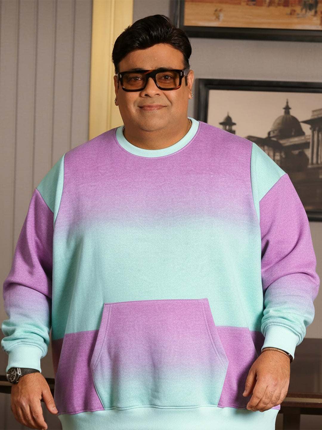 Men Plus Size Flux Multi Printed Sweatshirt