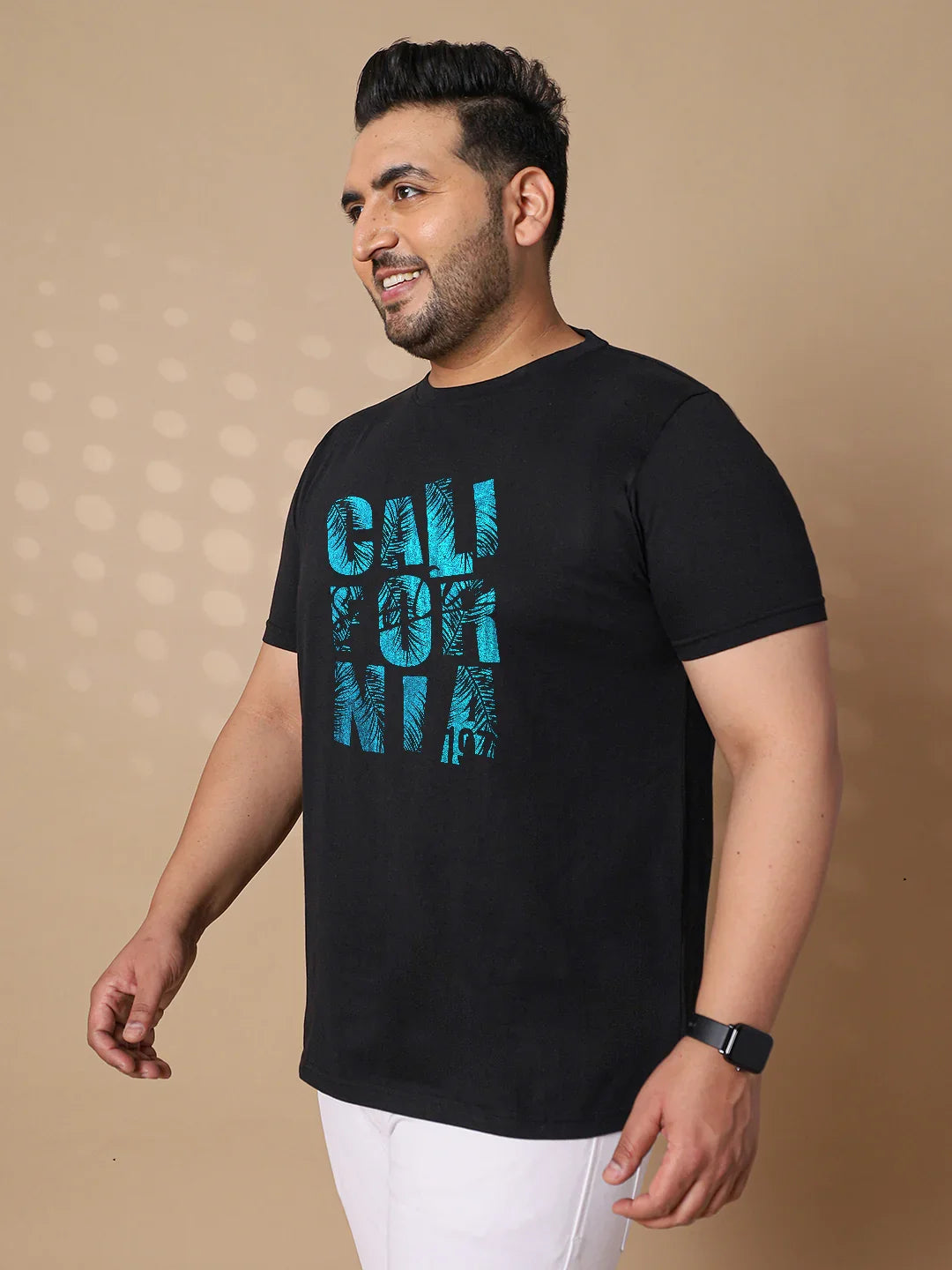 Men Plus Size Fong Striped Black Round Neck Tshirt - bigbanana