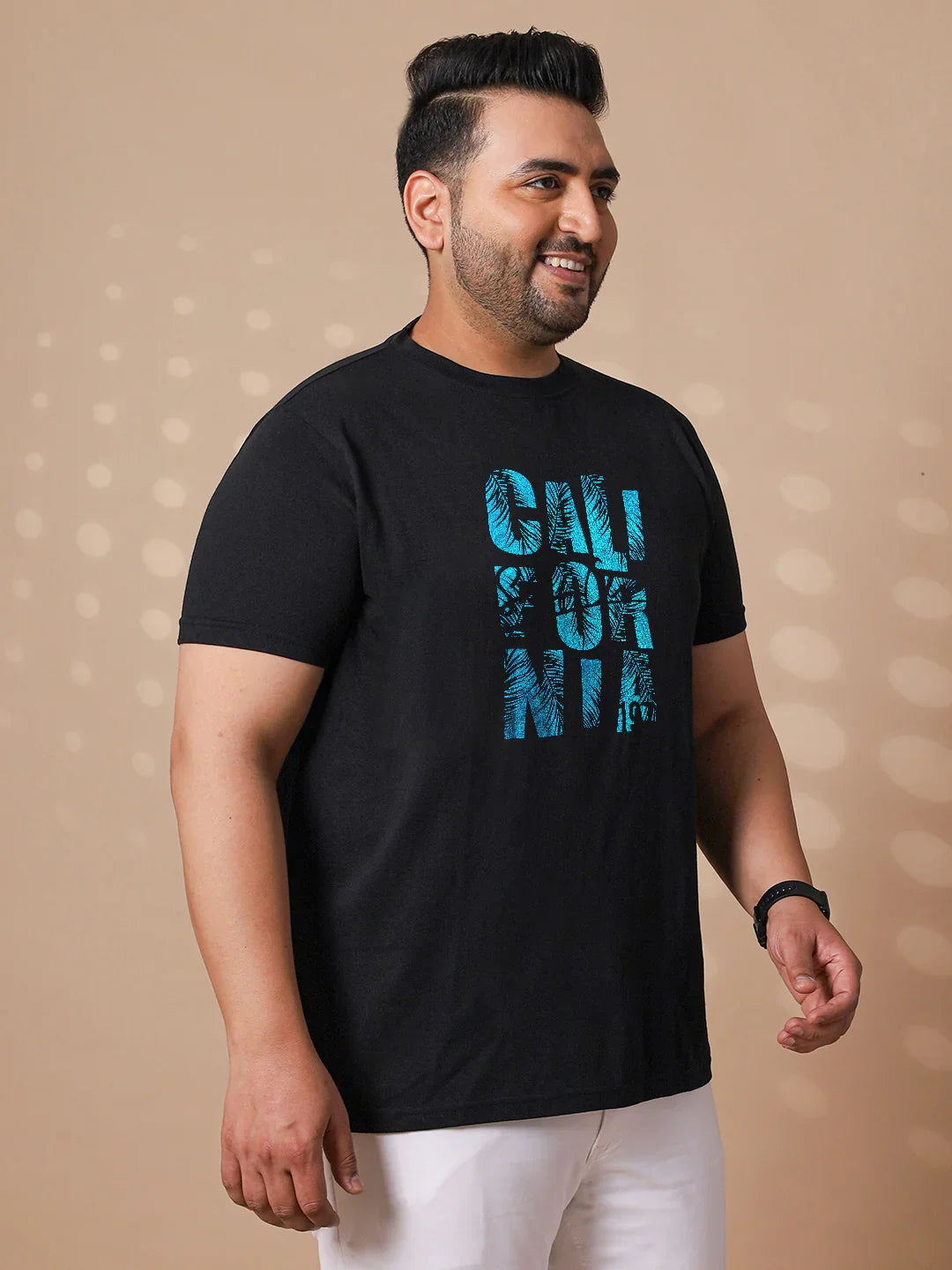 Men Plus Size Fong Striped Black Round Neck Tshirt - bigbanana