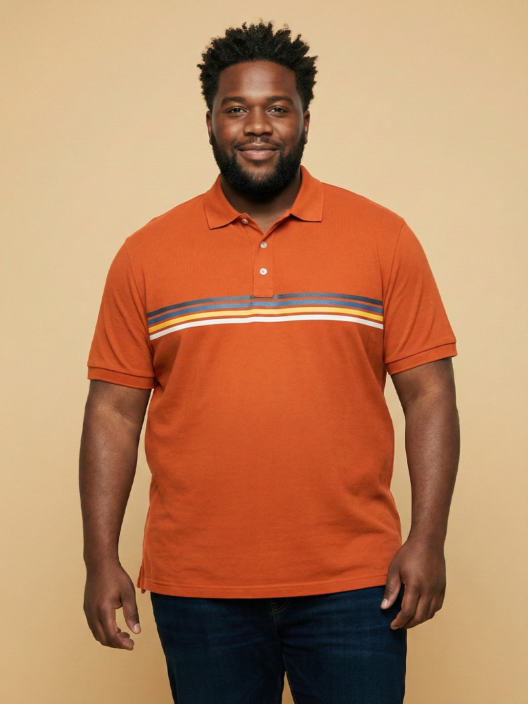 Men Plus Size Forge Orange Solid Polo Tshirt