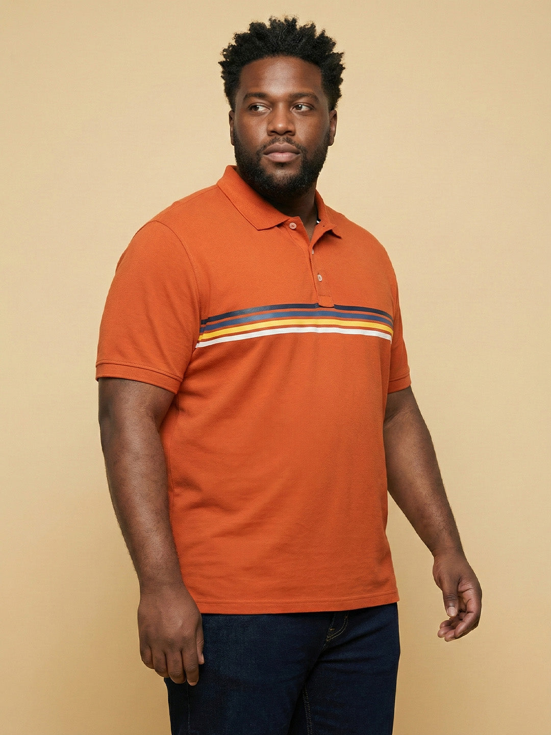 Men Plus Size Forge Orange Solid Polo Tshirt