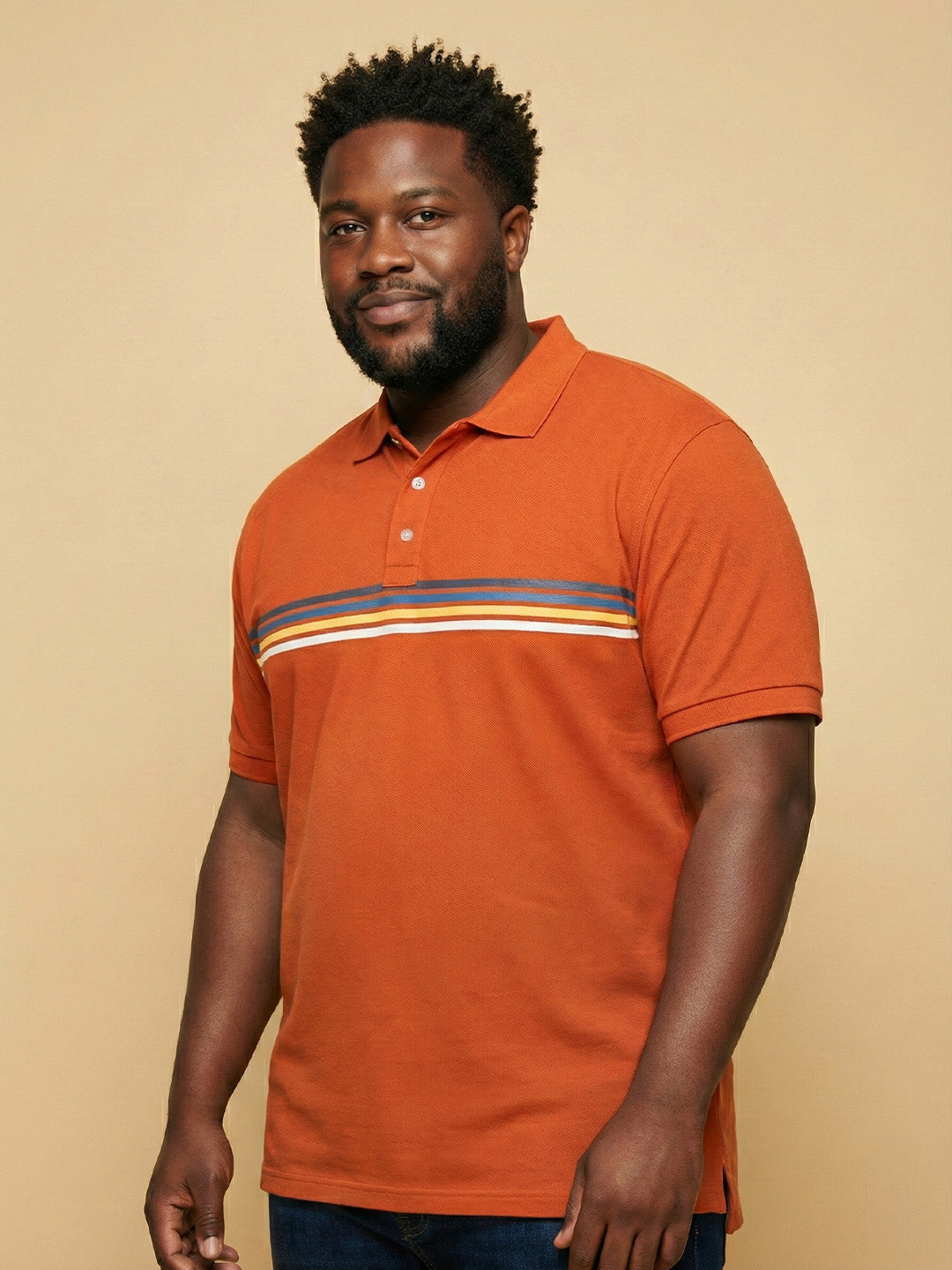 Men Plus Size Forge Orange Solid Polo Tshirt