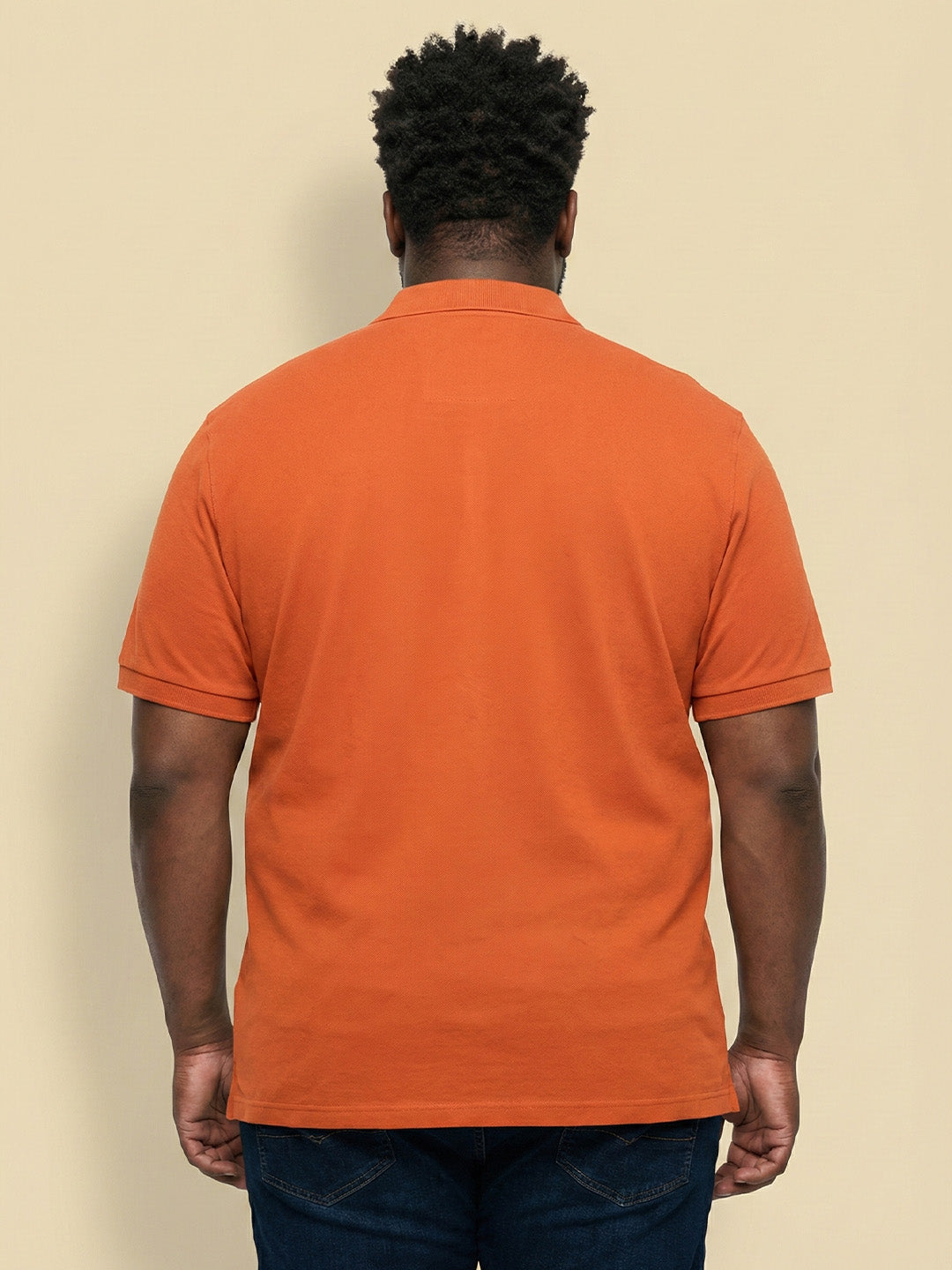 Men Plus Size Forge Orange Solid Polo Tshirt