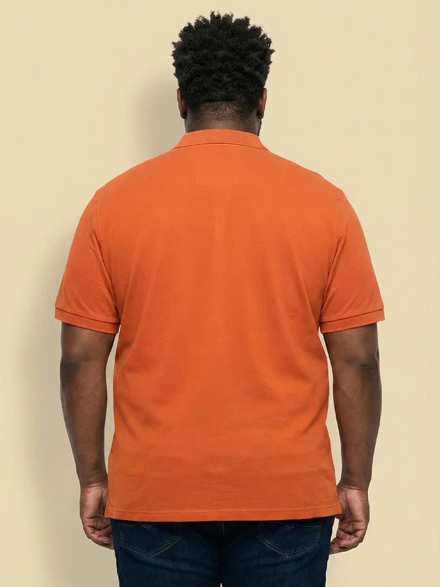 Men Plus Size Forge Orange Solid Polo Tshirt