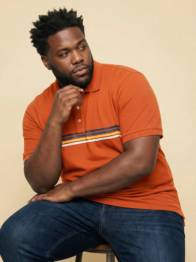 Men Plus Size Forge Orange Solid Polo Tshirt