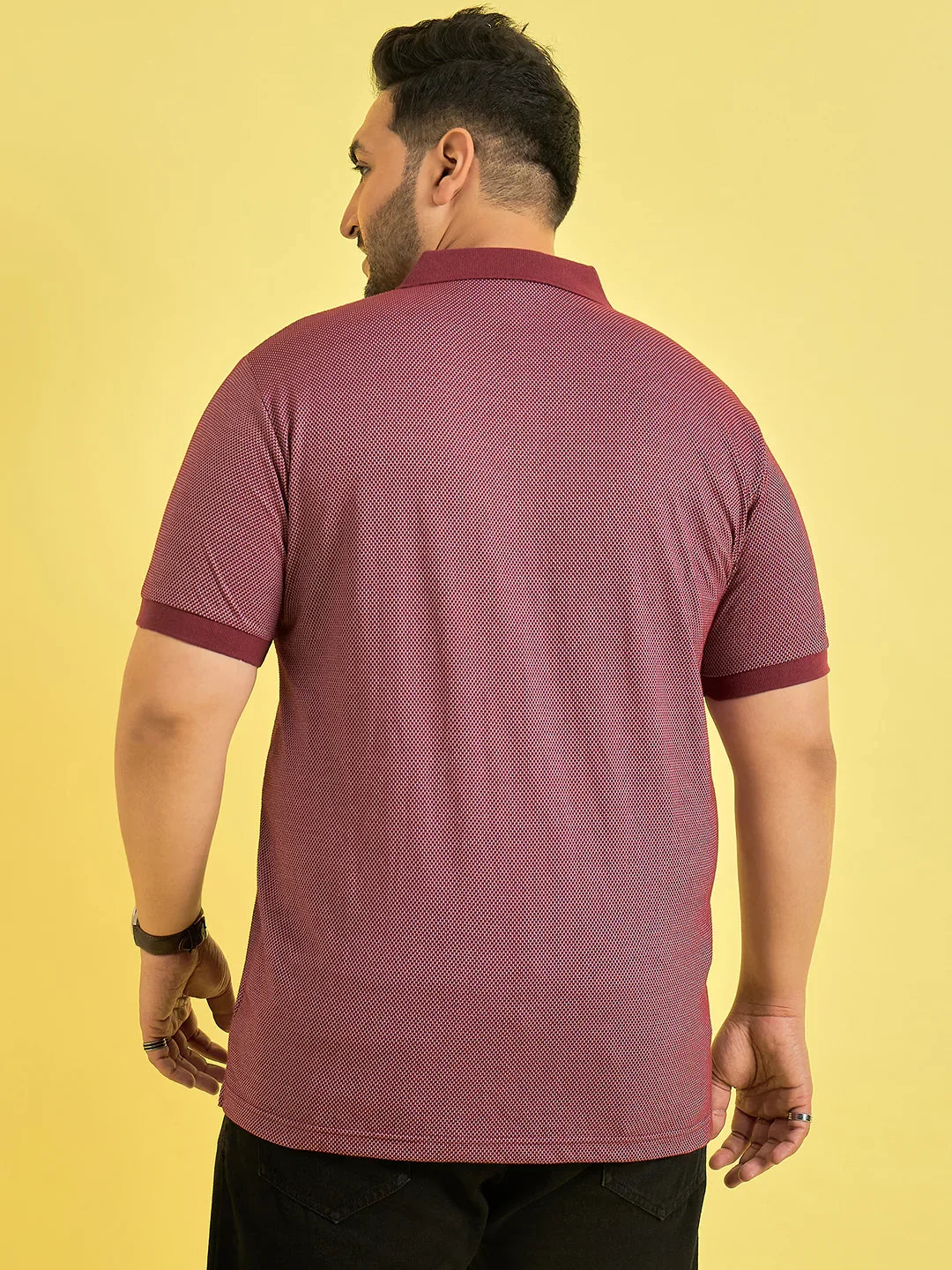 Men Plus Size Fortress Maroon Solid Polo Tshirt - bigbanana