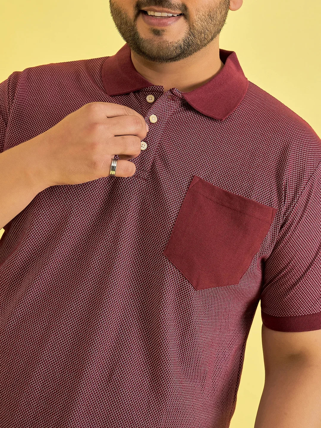 Men Plus Size Fortress Maroon Solid Polo Tshirt - bigbanana