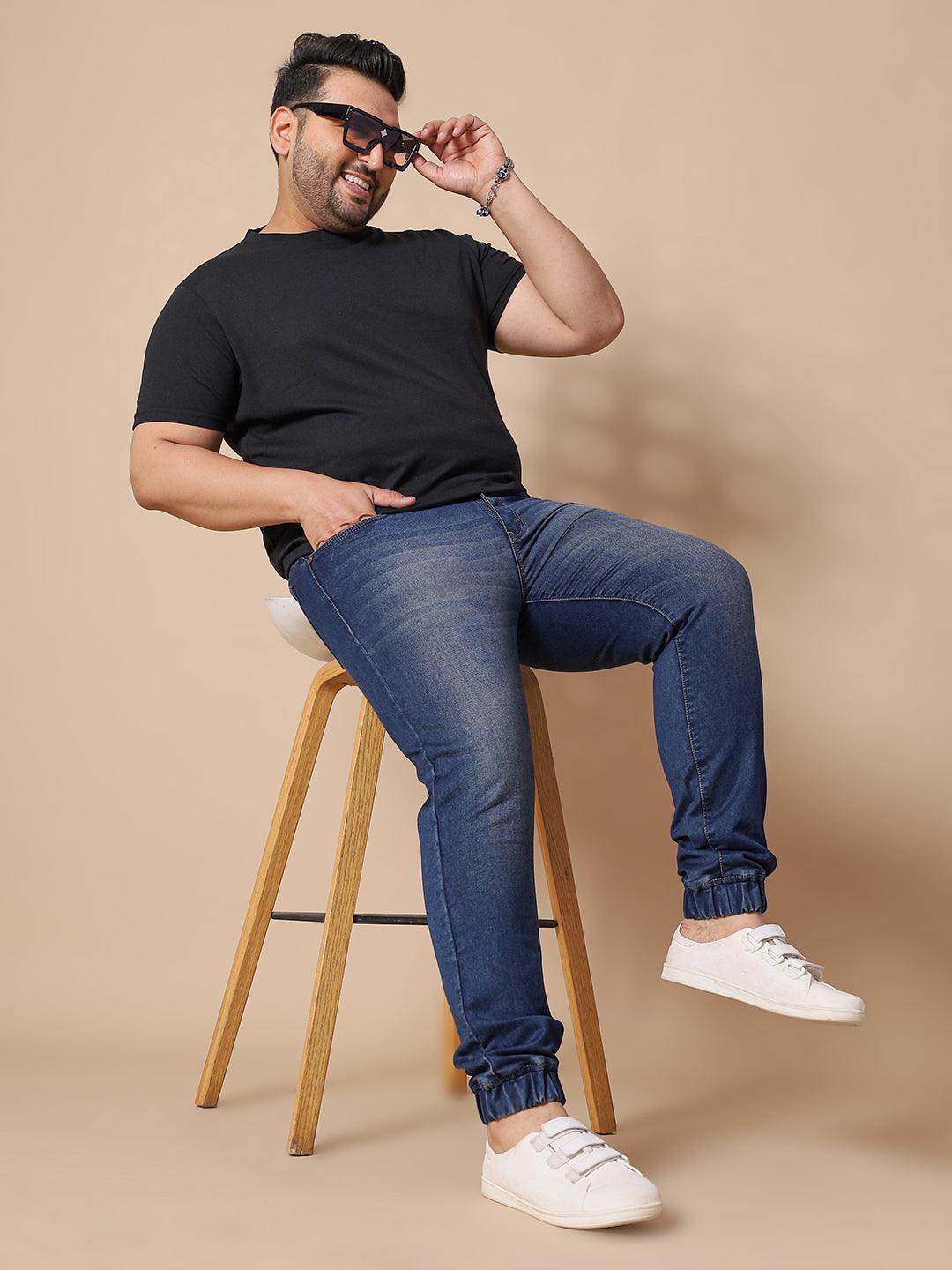 Men Plus Size Foshan Washed Jeans - bigbanana