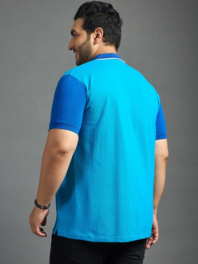Men Plus Size France-Sky Printed Polo Tshirt - bigbanana