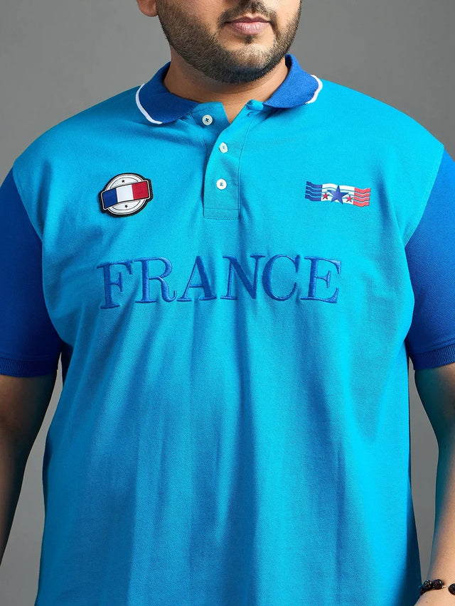 Men Plus Size France-Sky Printed Polo Tshirt - bigbanana