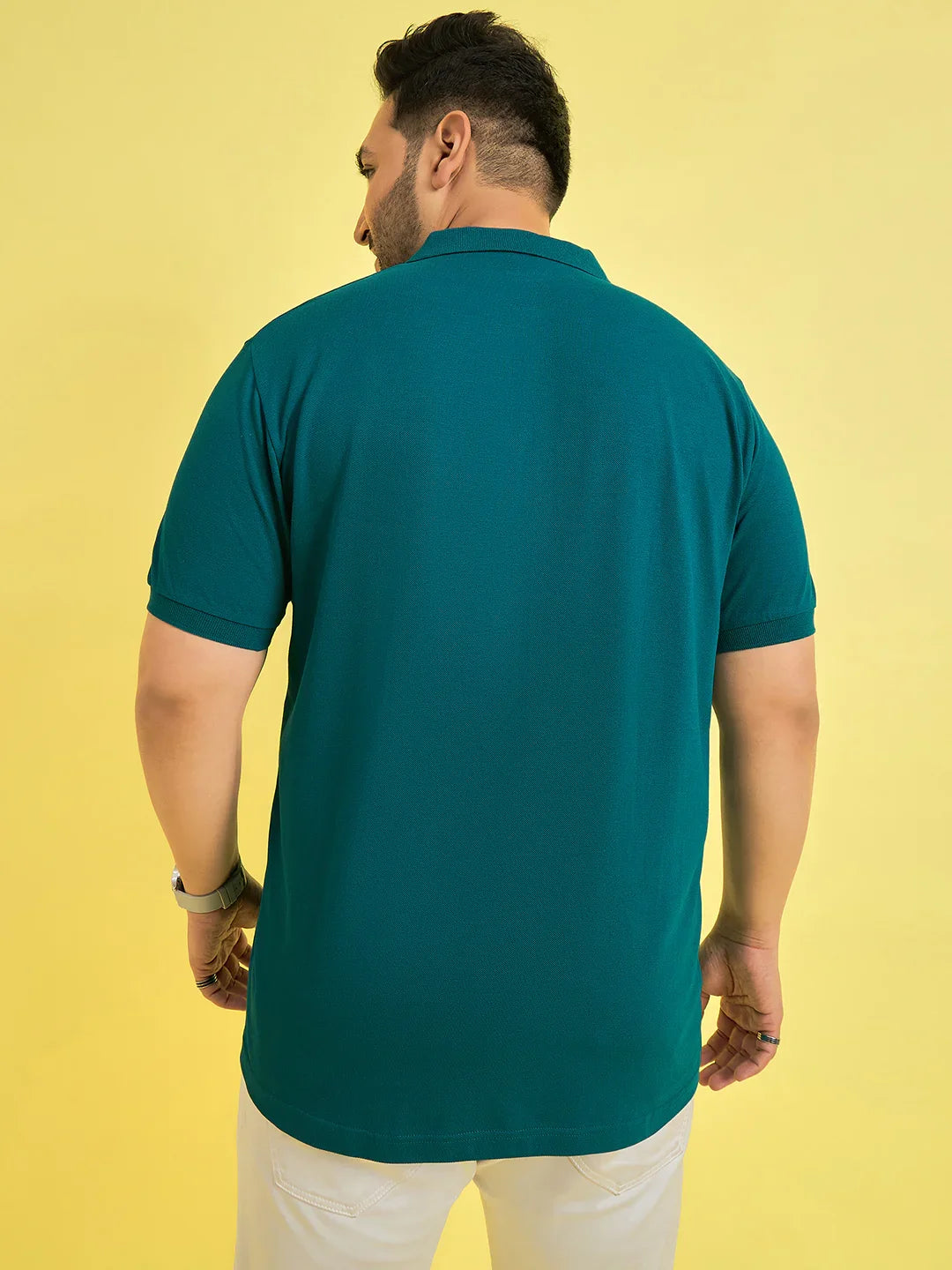 Men Plus Size Frolic Teal Solid Polo Tshirt - bigbanana