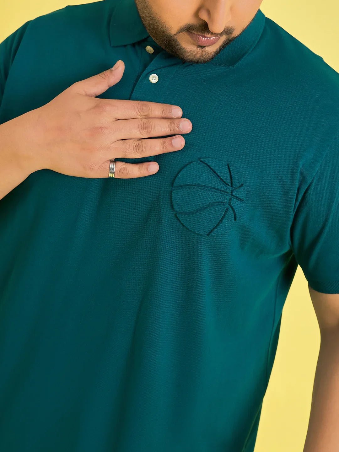 Men Plus Size Frolic Teal Solid Polo Tshirt - bigbanana
