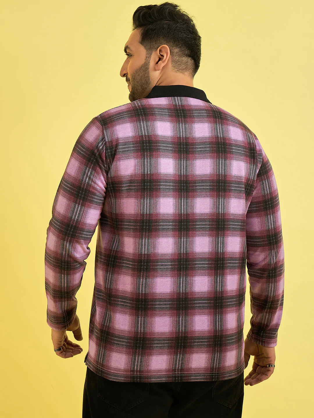 Men Plus Size Fulgent Check Polo Tshirt - bigbanana