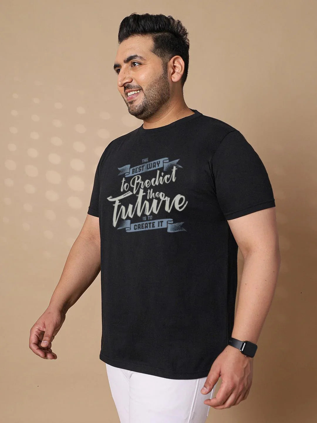 Men Plus Size Future Printed Round Neck Tshirt - bigbanana