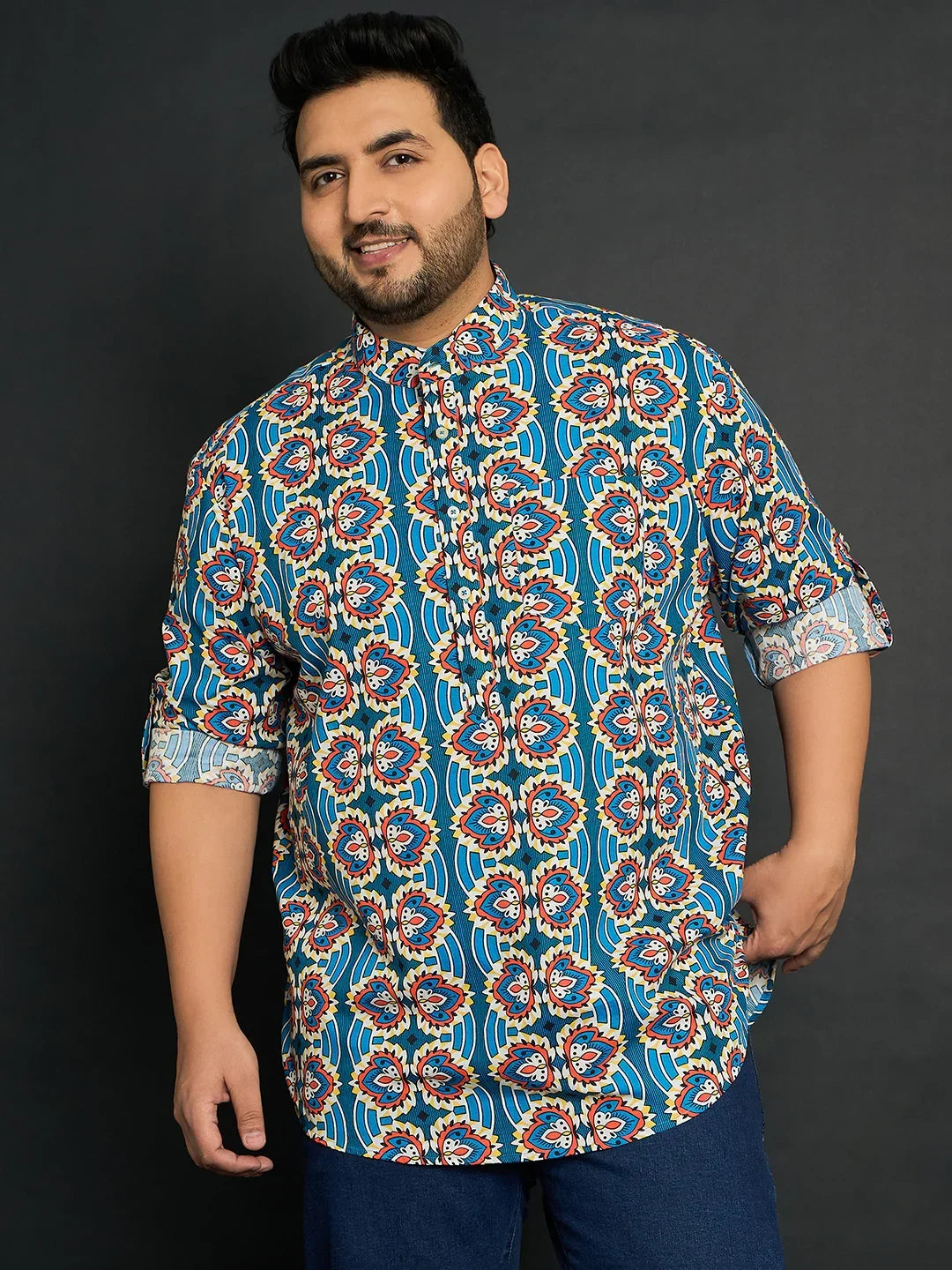 Men Plus Size Milo Paisley Kurta - bigbanana