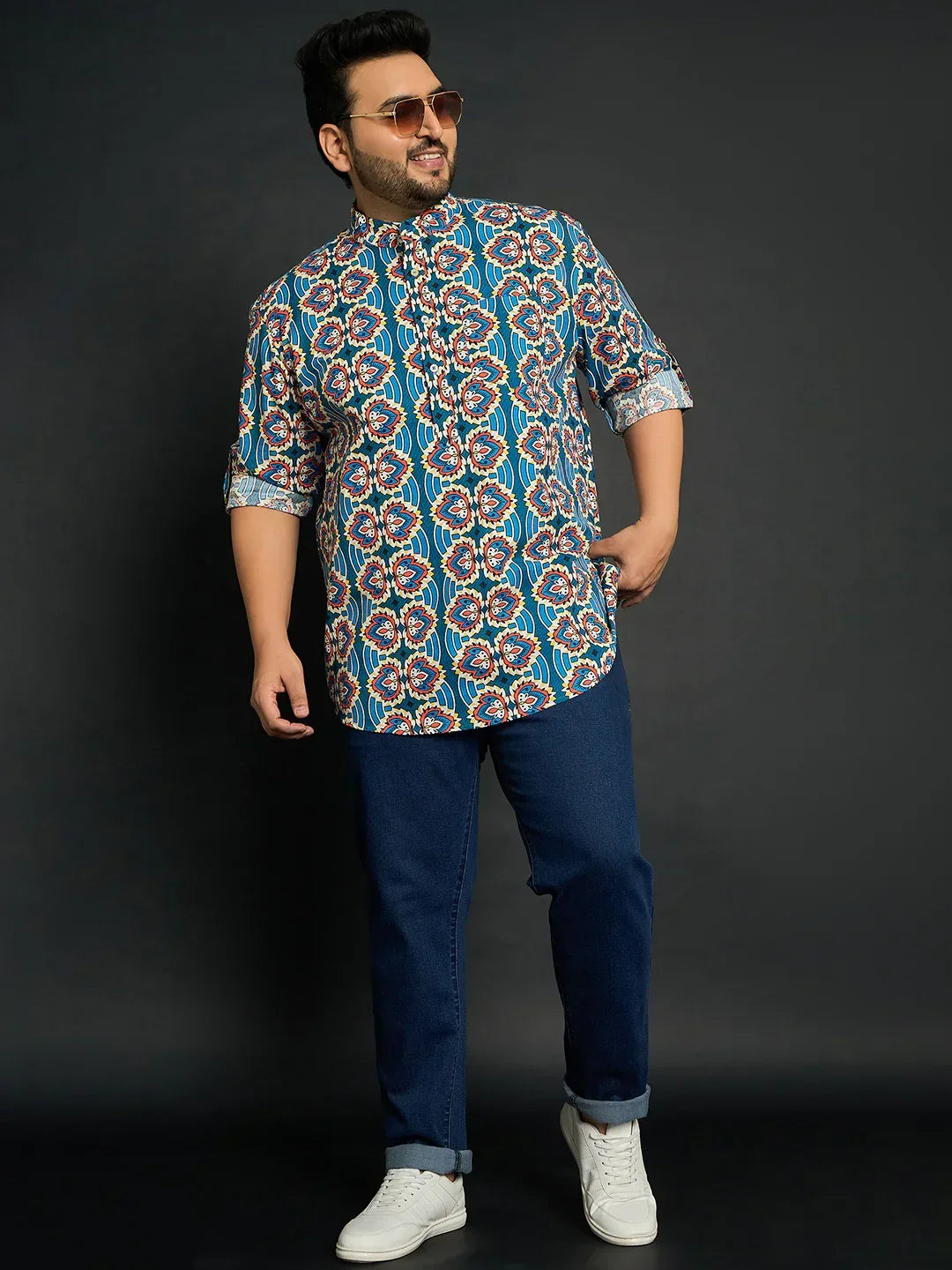 Men Plus Size Milo Paisley Kurta - bigbanana