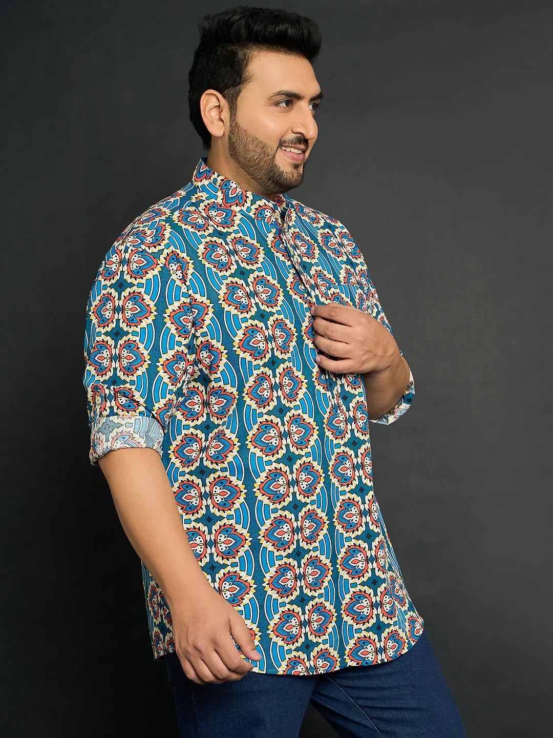 Men Plus Size Milo Paisley Kurta - bigbanana