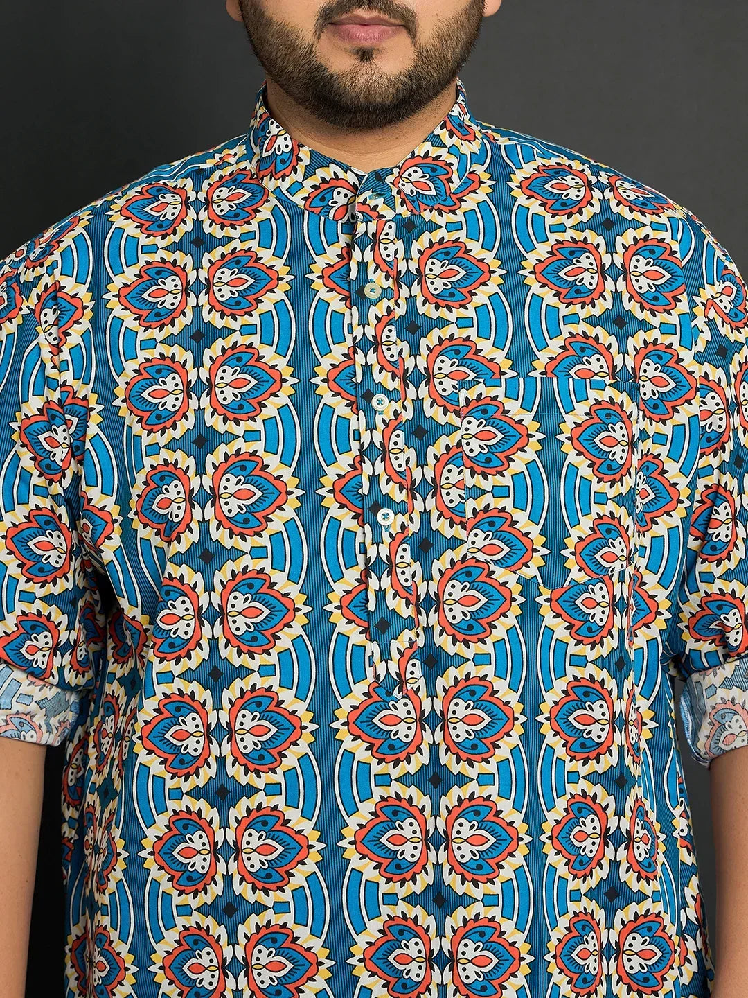 Men Plus Size Milo Paisley Kurta - bigbanana