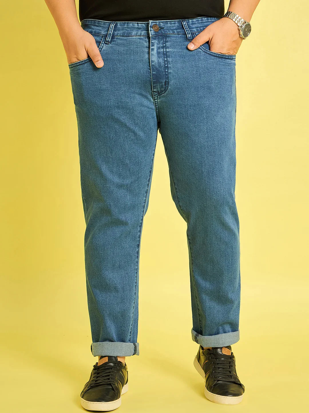 Men Plus Size Jasper Solid Jeans - bigbanana