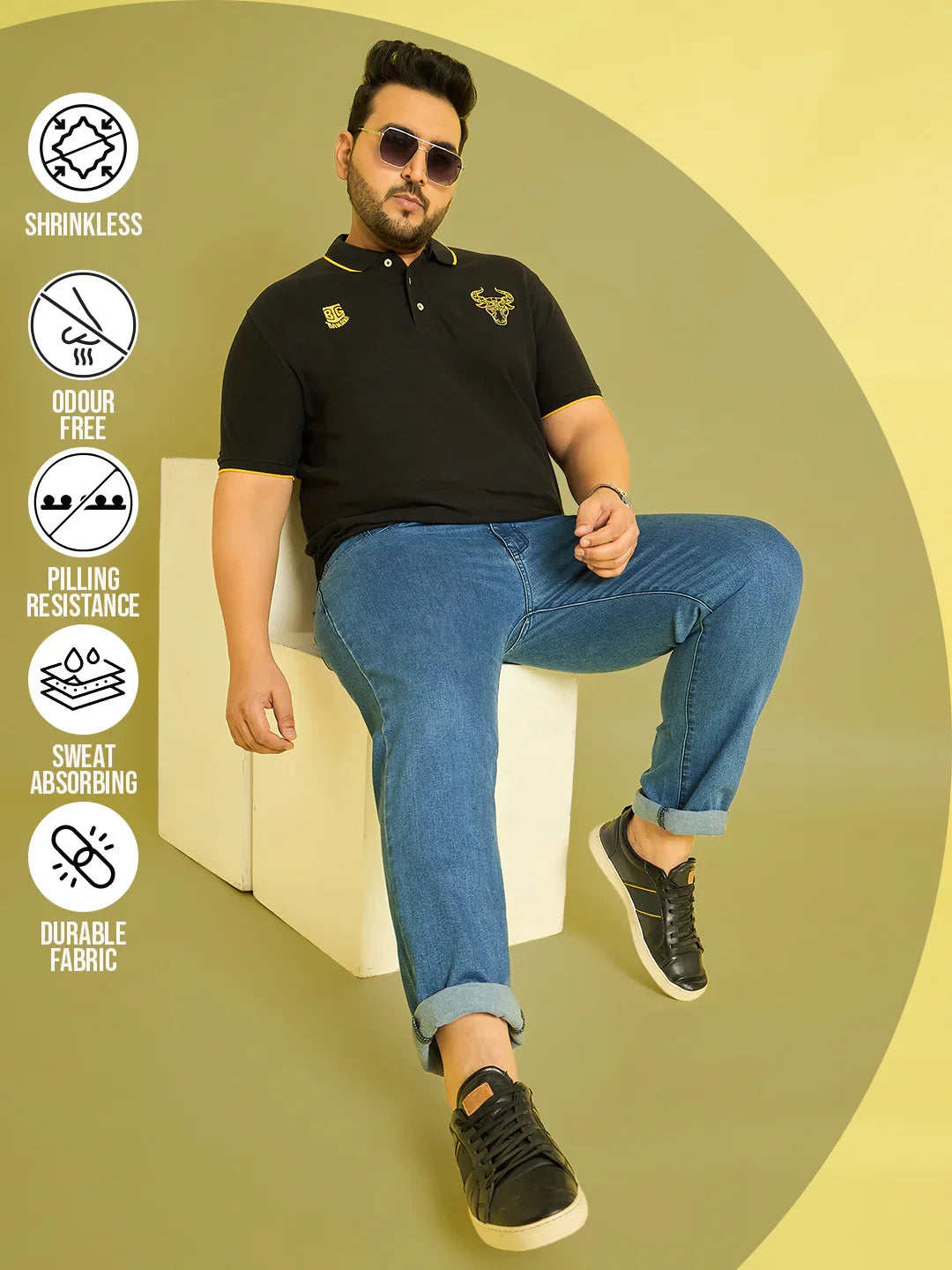 Men Plus Size Jasper Solid Jeans - bigbanana