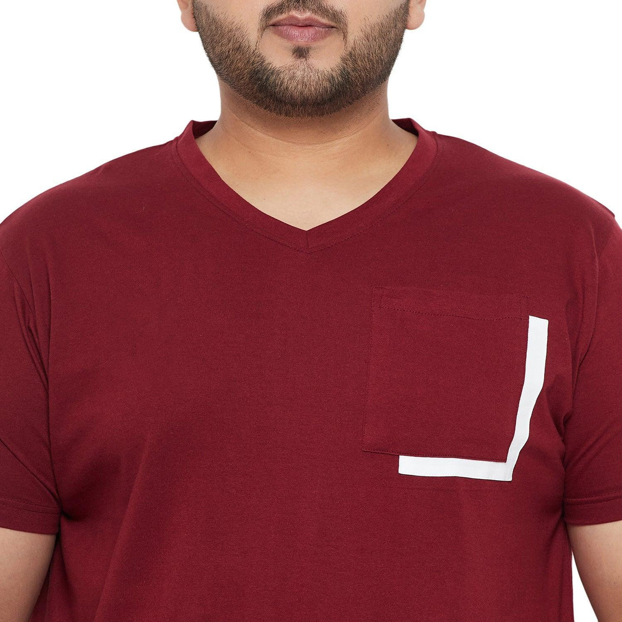 Men Plus Size Ginger Solid V-Neck Tshirt - bigbanana