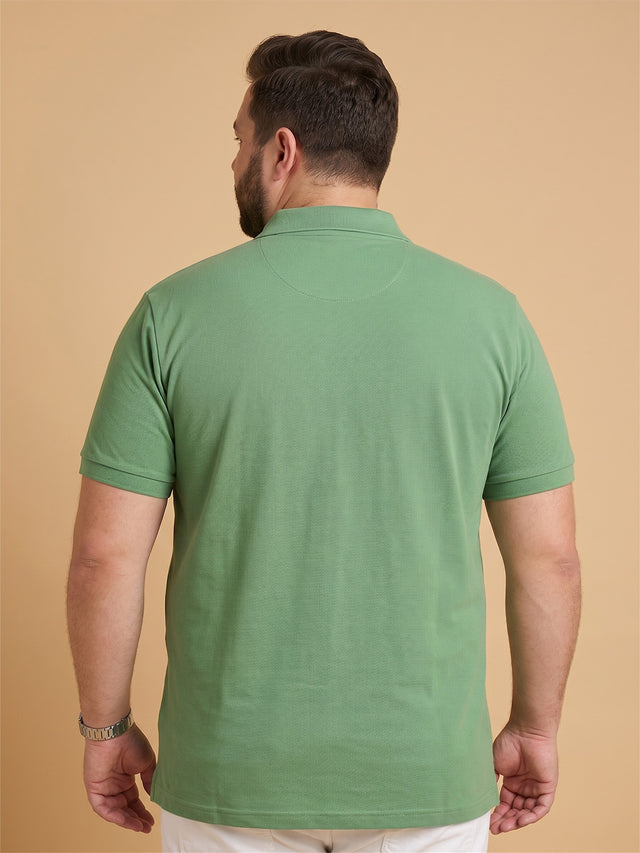 Men Plus Size Unripe Light Green Printed Polo