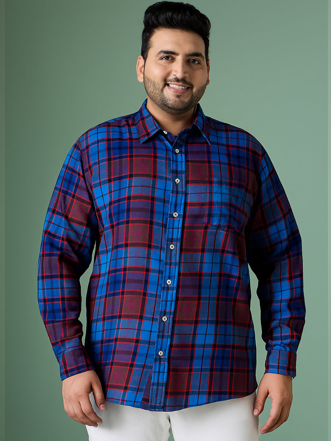 Men Plus Size Glacee Check Shirt - bigbanana