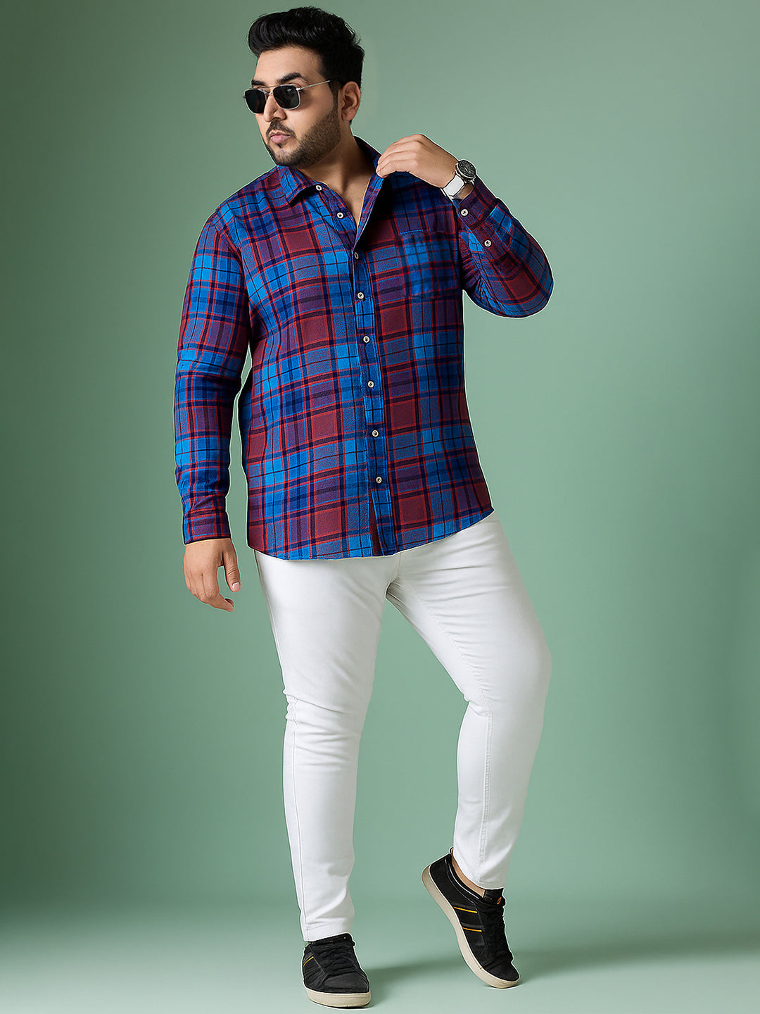 Men Plus Size Glacee Check Shirt - bigbanana