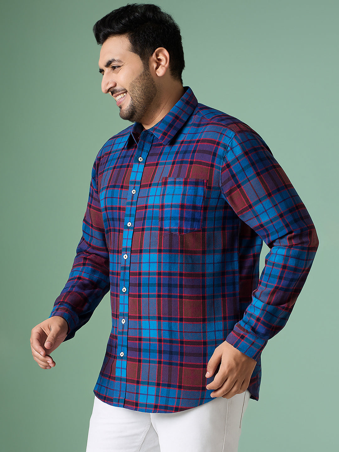 Men Plus Size Glacee Check Shirt - bigbanana