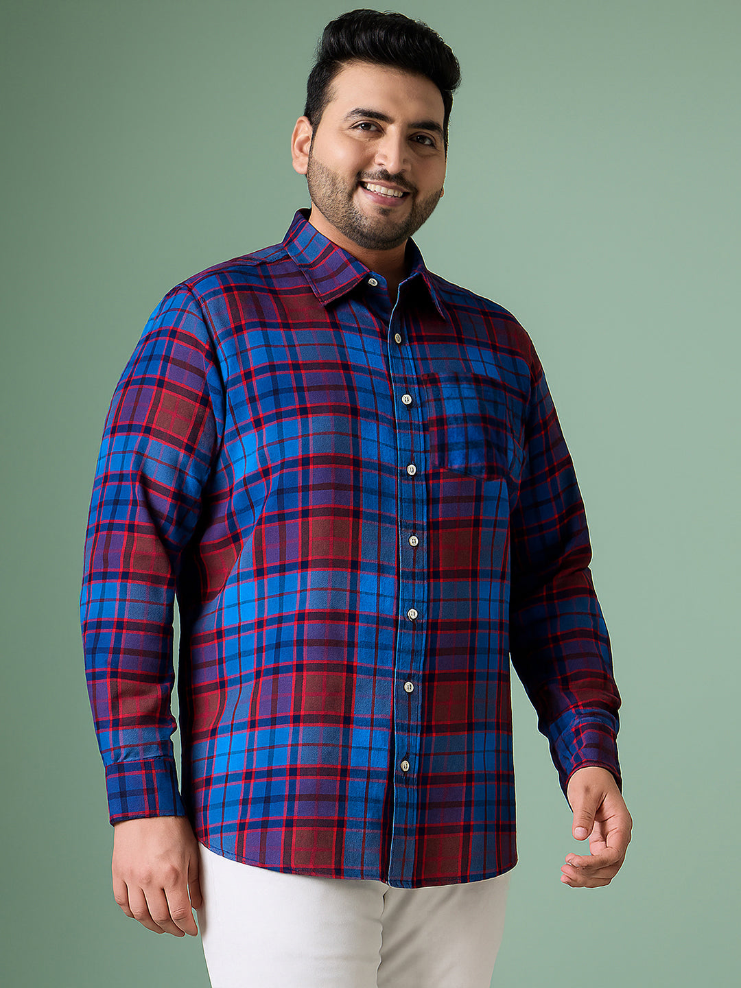Men Plus Size Glacee Check Shirt - bigbanana