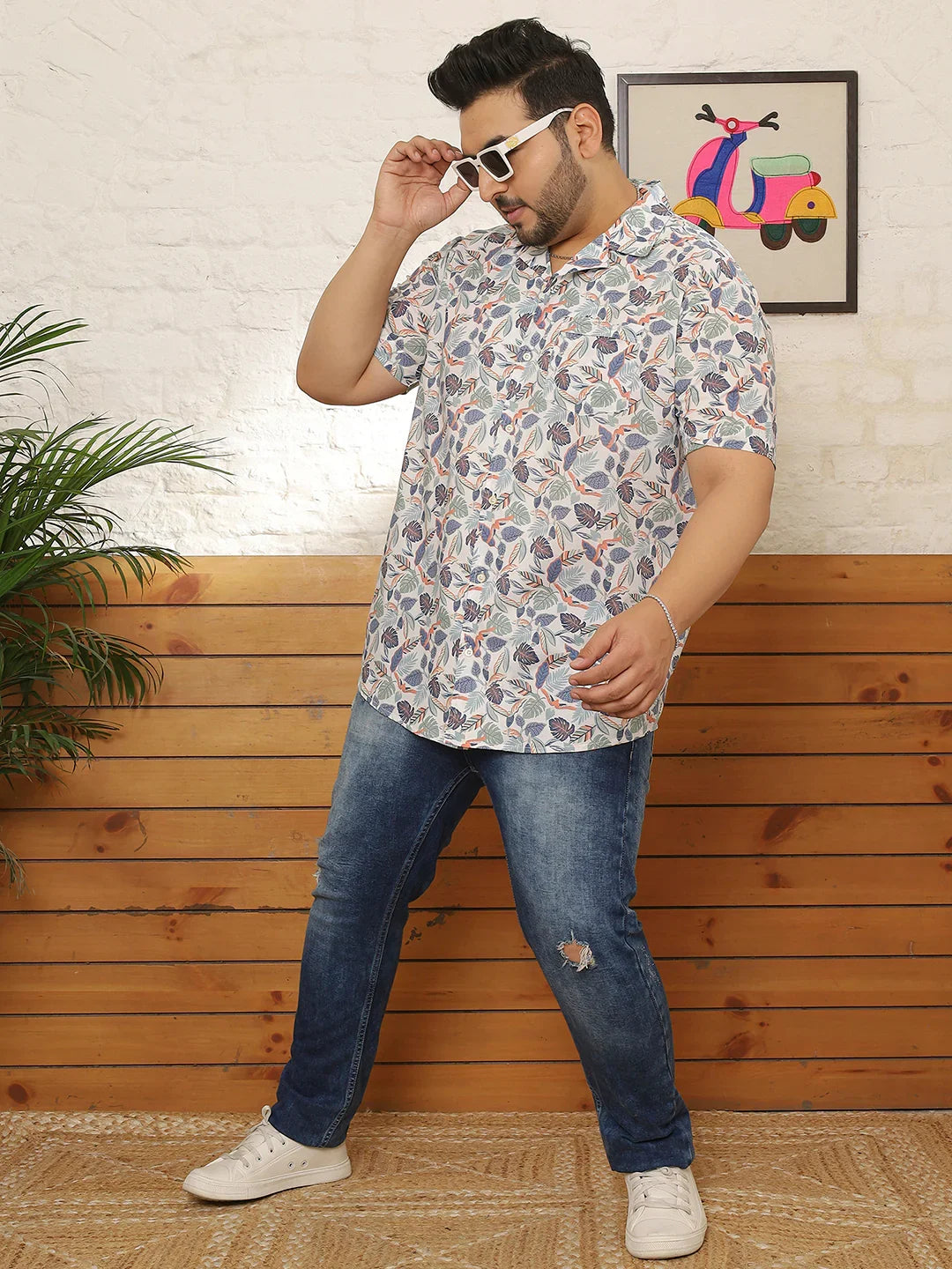 Men Plus Size Glarra Multicolor Printed Shirt - bigbanana