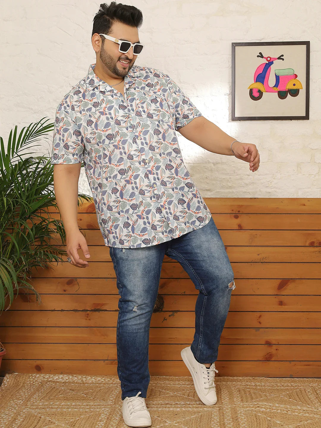 Men Plus Size Glarra Multicolor Printed Shirt - bigbanana