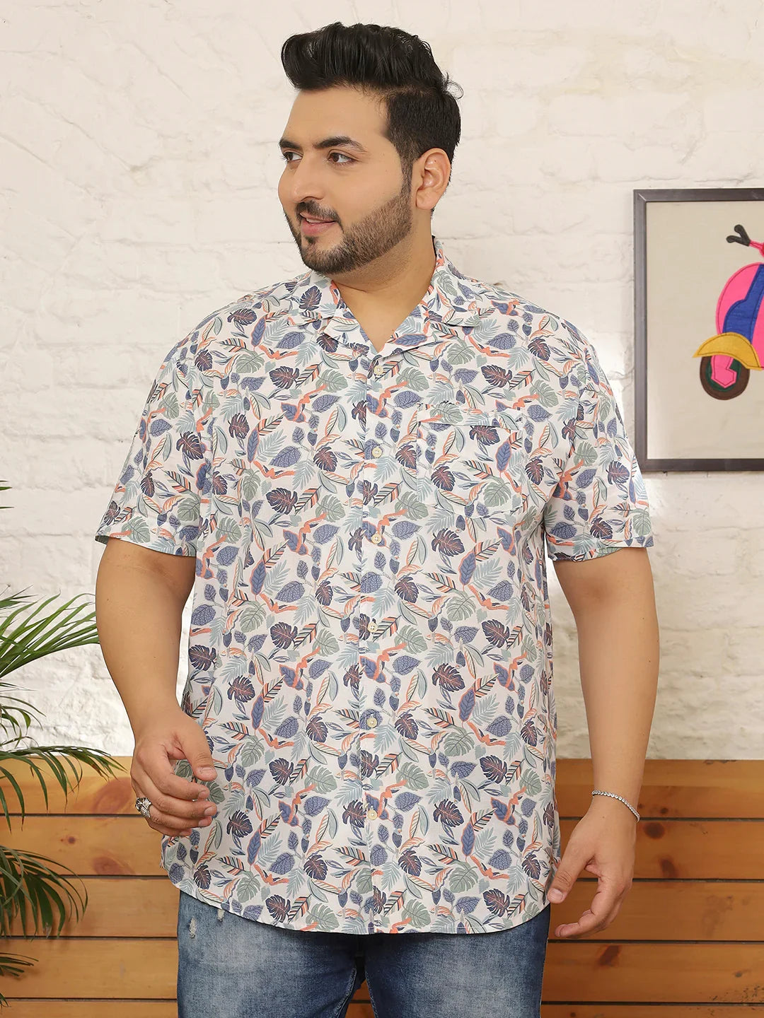 Men Plus Size Glarra Multicolor Printed Shirt - bigbanana