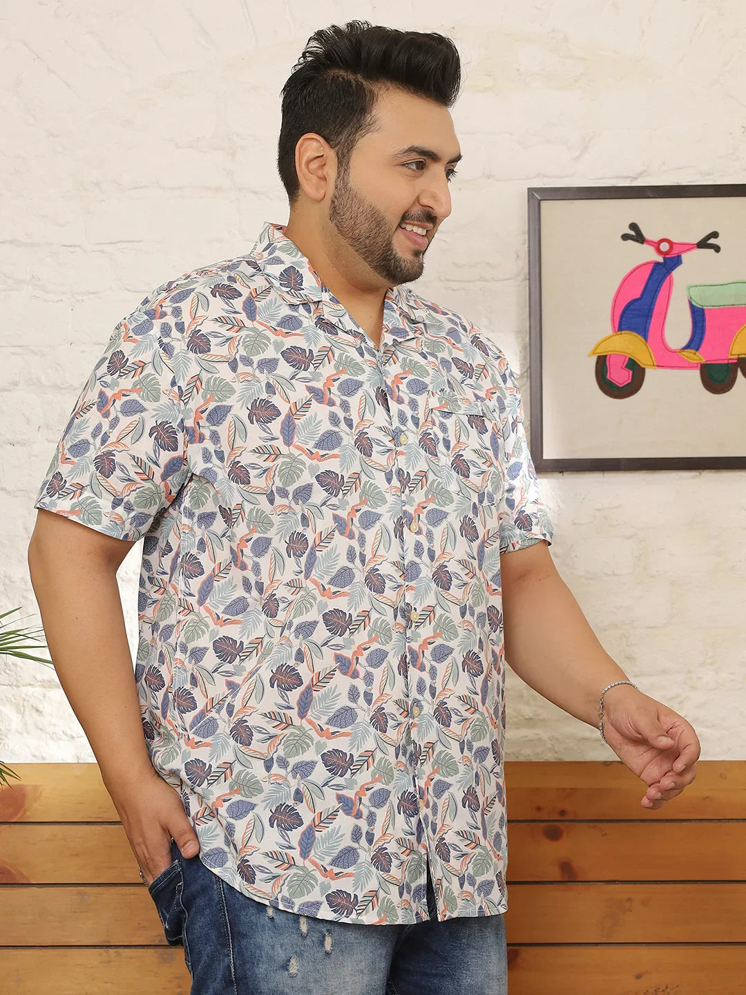 Men Plus Size Glarra Multicolor Printed Shirt - bigbanana