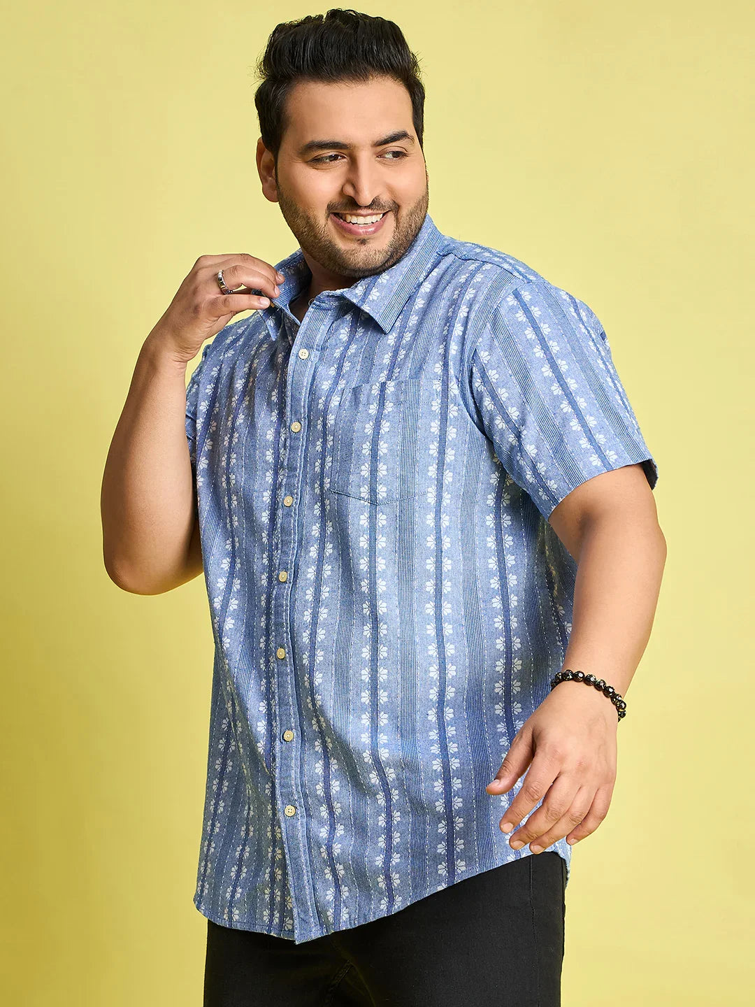 Men Plus Size Glaubin Jacquard Shirt - bigbanana