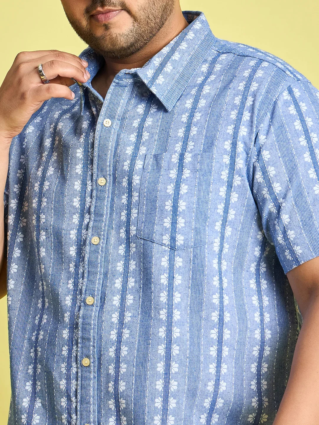 Men Plus Size Glaubin Jacquard Shirt - bigbanana