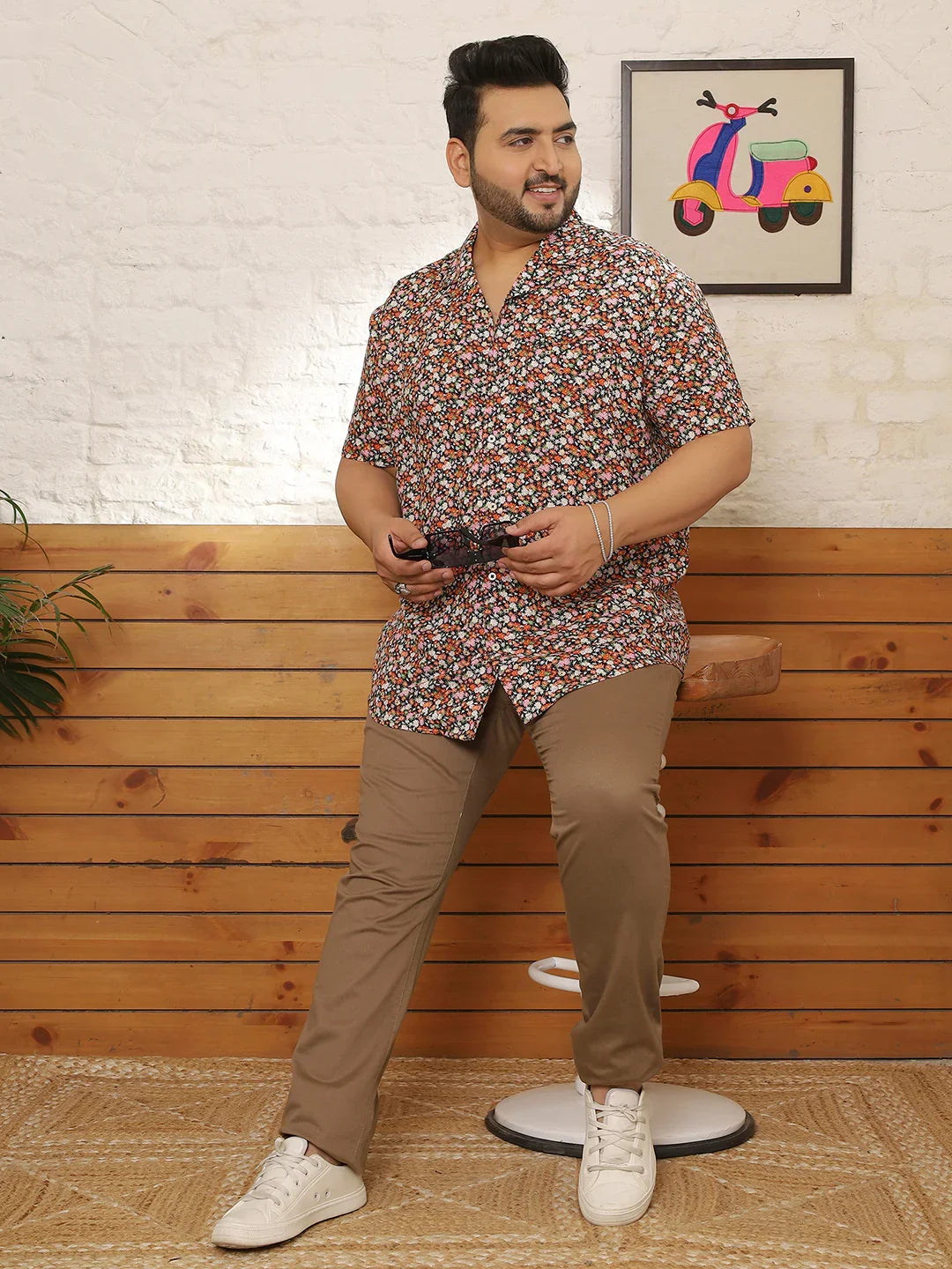 Men Plus Size Glayze Multicolor Printed Shirt - bigbanana