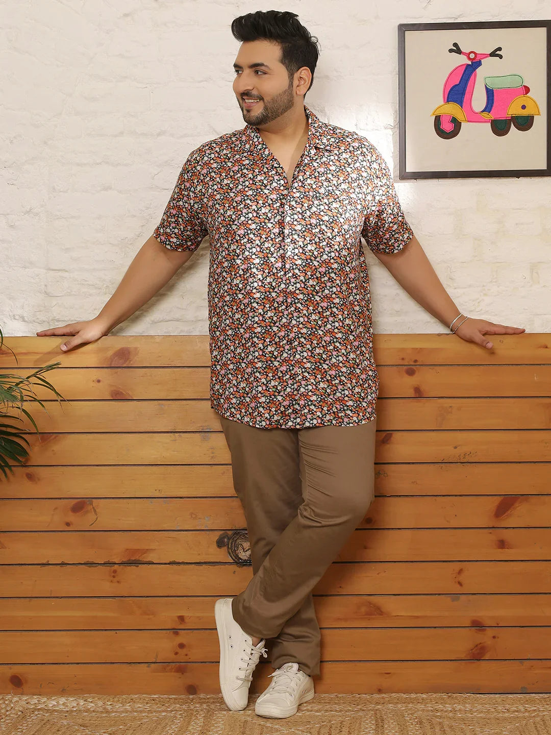 Men Plus Size Glayze Multicolor Printed Shirt - bigbanana