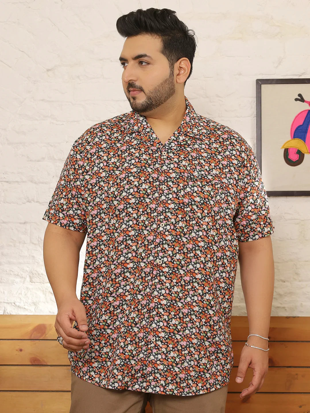 Men Plus Size Glayze Multicolor Printed Shirt - bigbanana