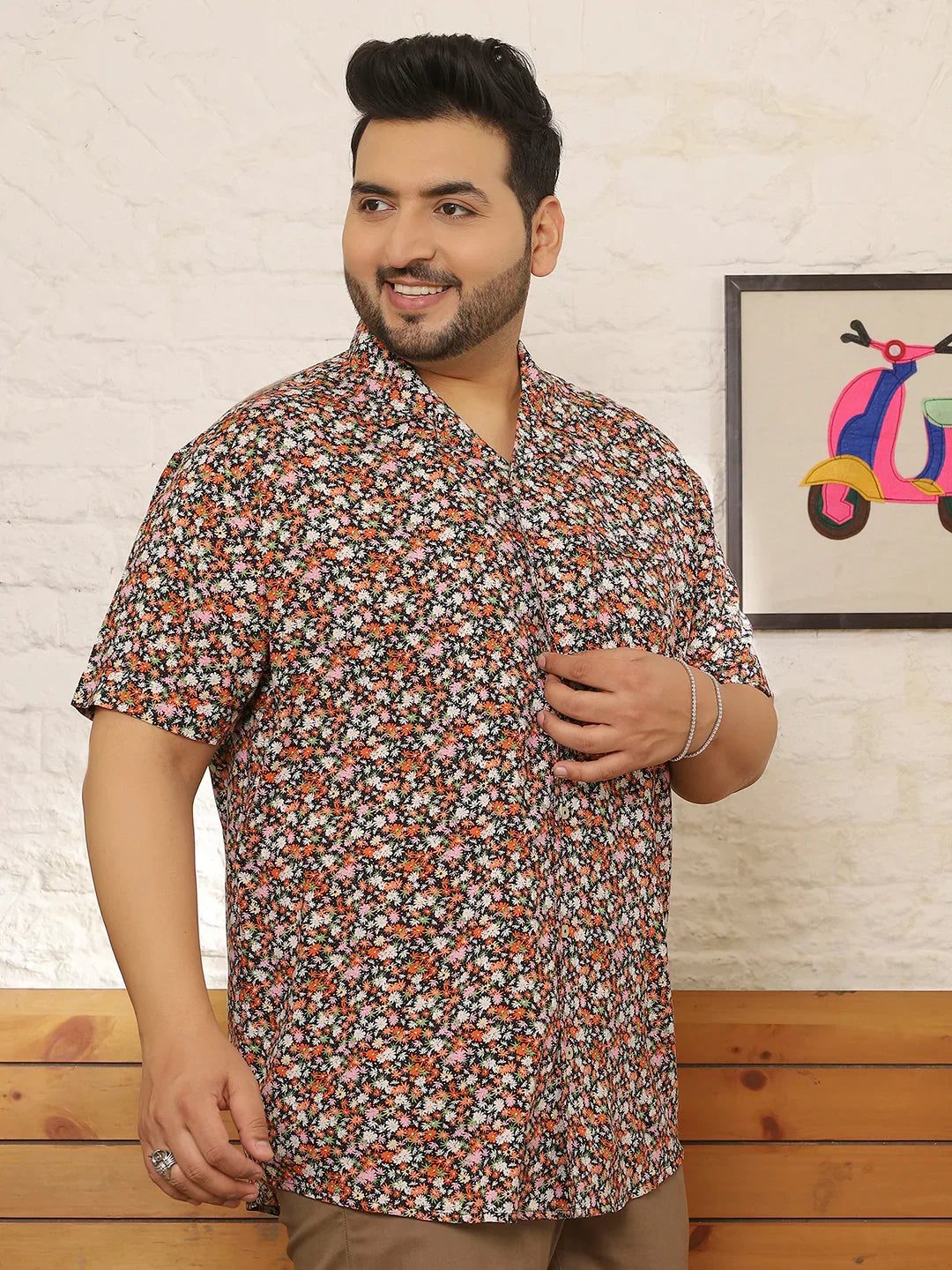 Men Plus Size Glayze Multicolor Printed Shirt - bigbanana