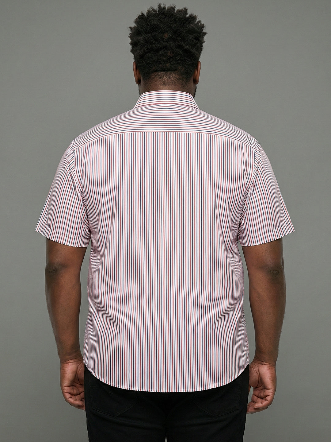 Men Plus Size Glimmer White Striped Casual Shirt