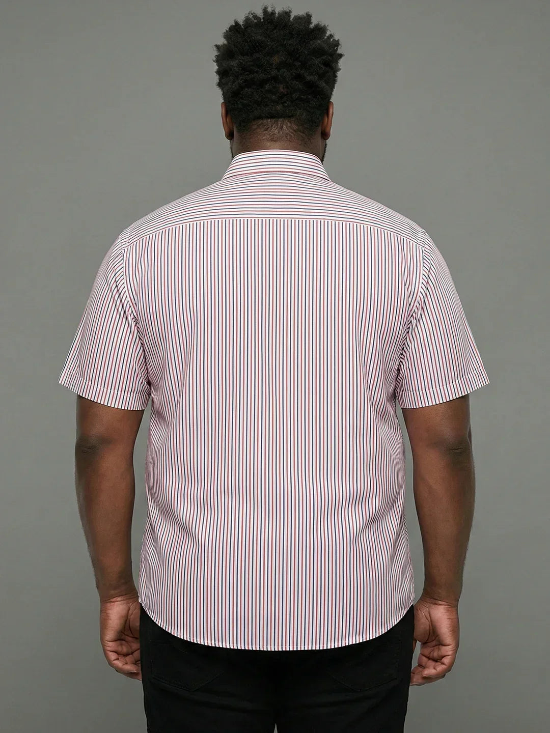 Men Plus Size Glimmer White Striped Casual Shirt